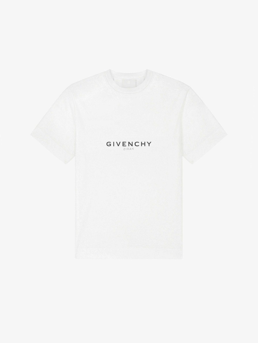 Uomini Givenchy Magliette | T-Shirt Oversize Reverse Di Givenchy In Cotone Bianco