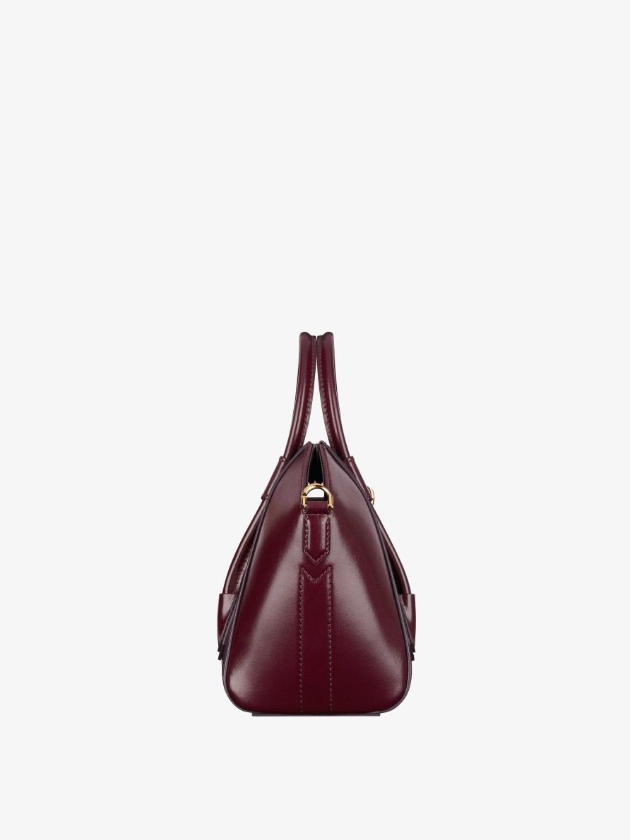 Donne Givenchy Borse Mini E Micro | Mini Borsa Con Chiusura Antigona In Pelle Box Rosso Sangue Di Bue