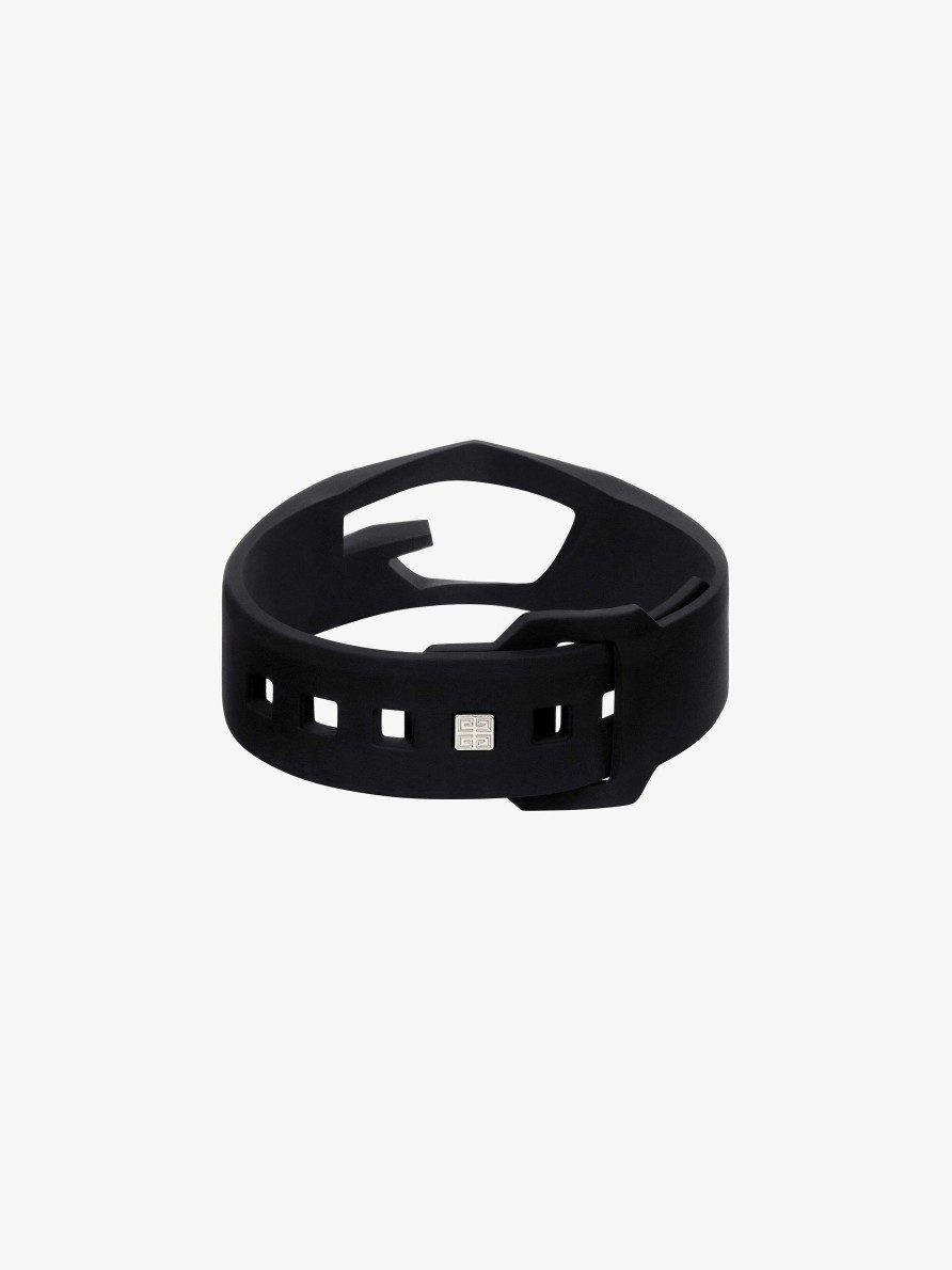 Uomini Givenchy Gioielleria | Bracciale Giv Cut In Gomma Nero