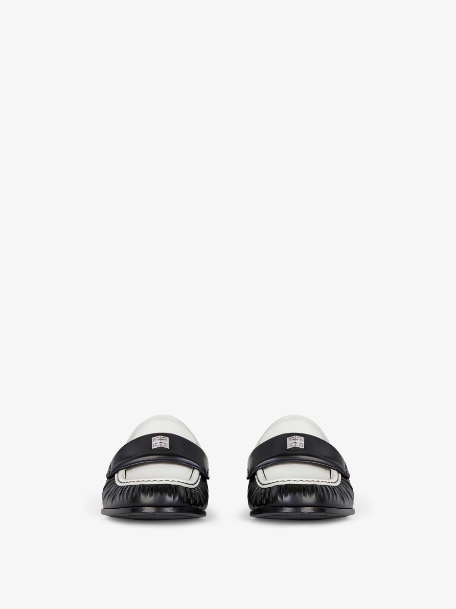 Donne Givenchy Stivali E Stivaletti | Mocassino 4G In Pelle Nero Bianco