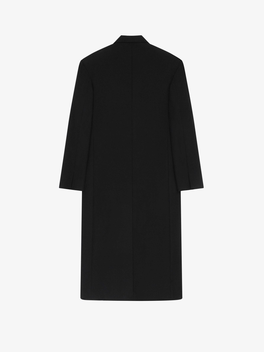 Uomini Givenchy Giacche E Cappotti | Cappotto Lungo Oversize In Flanella Di Lana Nero