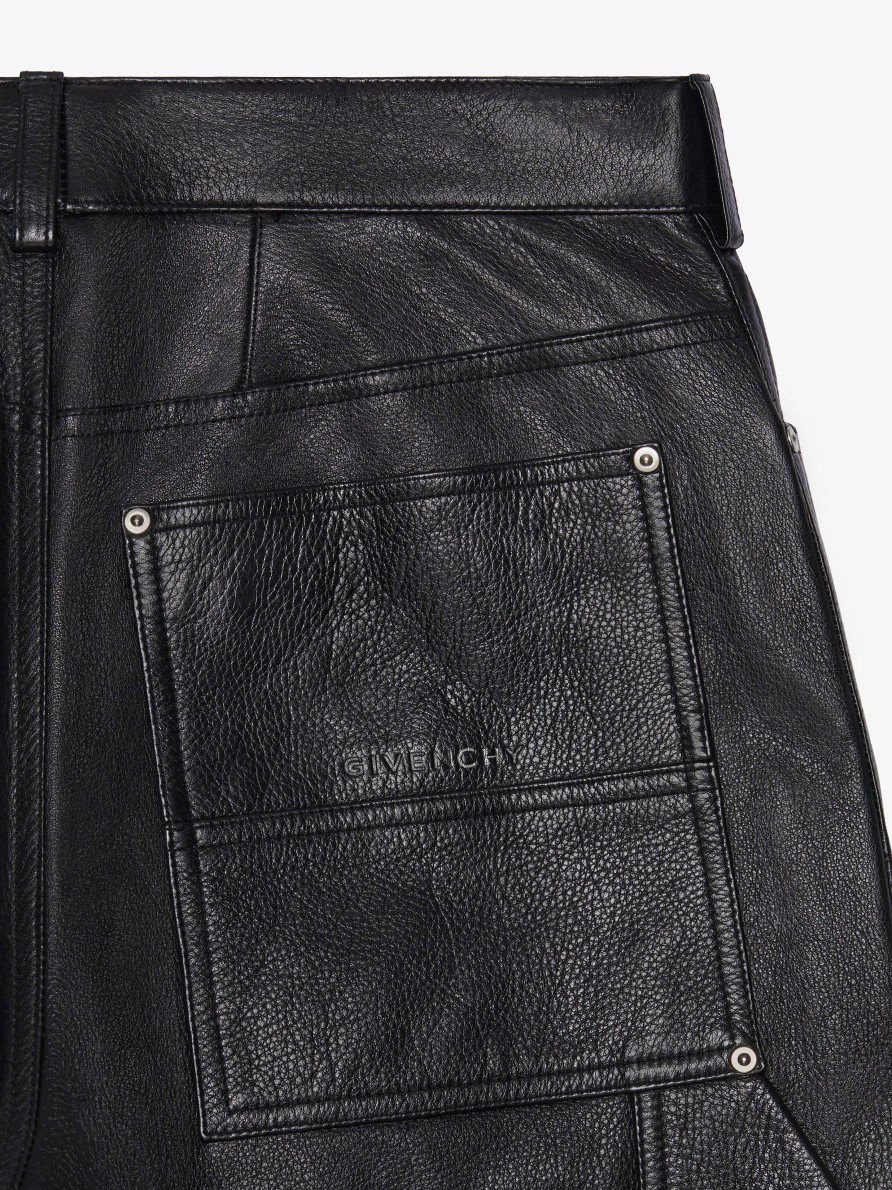 Uomini Givenchy Pantaloni | Pantaloni Da Carpentiere In Pelle Nero