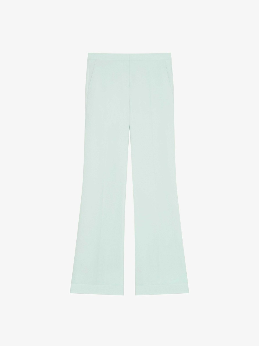 Donne Givenchy Pantaloni | Pantaloni Sartoriali A Zampa Di Seta Menta Verde