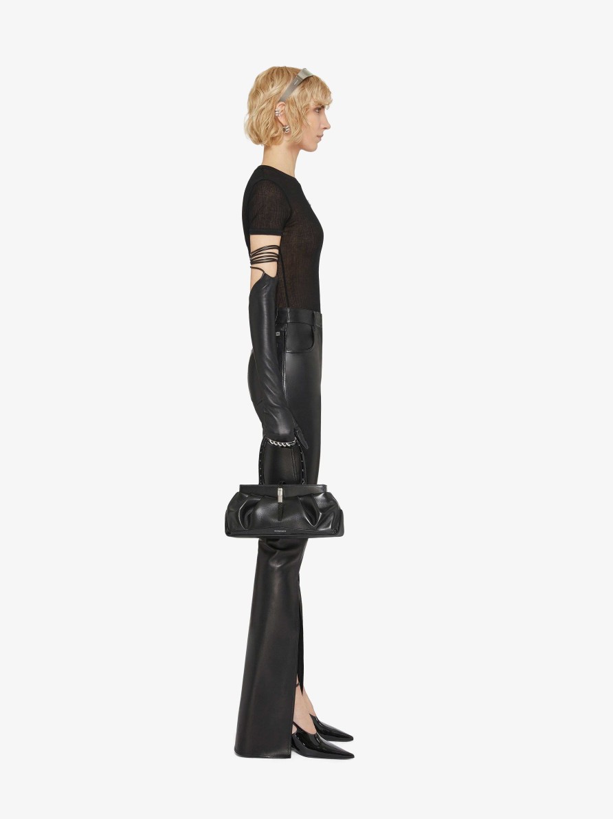 Donne Givenchy Pantaloni | Pantaloni Boot Cut In Pelle Con Spacchi Nero