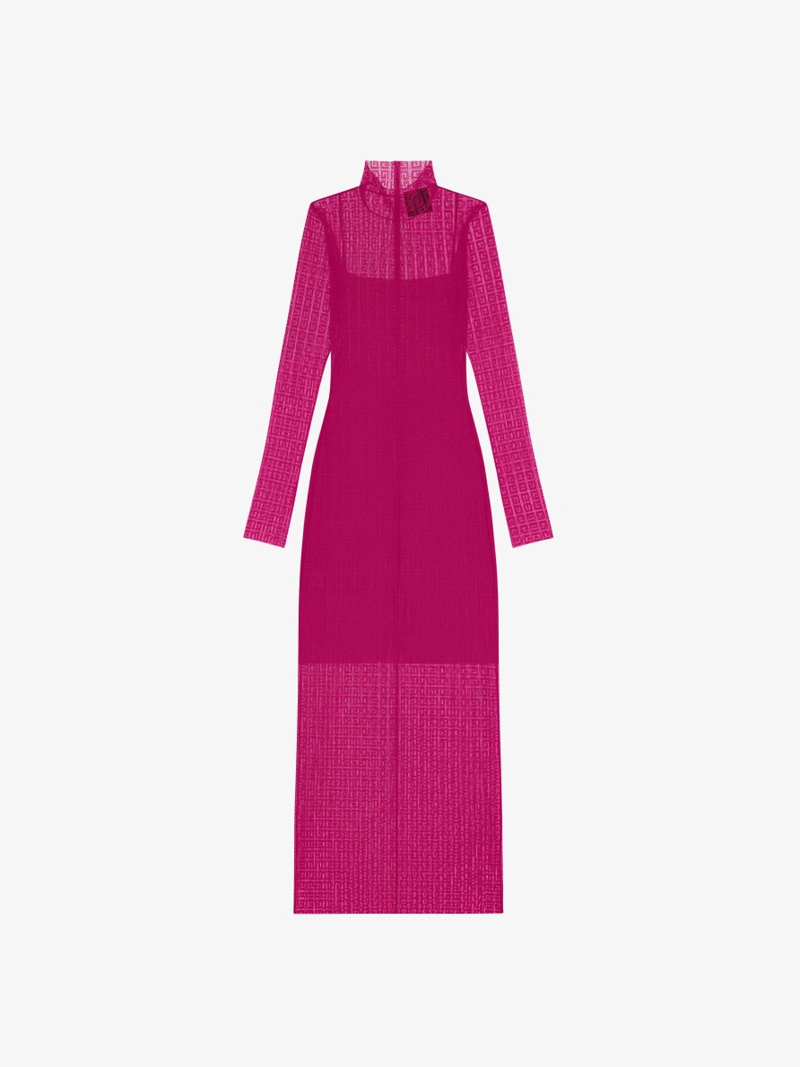 Donne Givenchy Vestiti | Abito In Pizzo 4G Fucsia