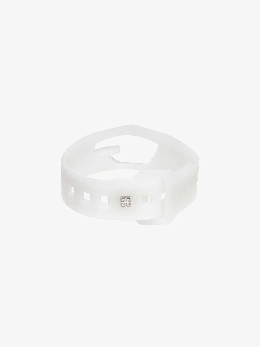 Uomini Givenchy Gioielleria | Bracciale Giv Cut In Gomma Bianco Osso