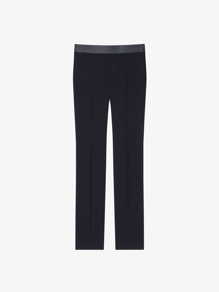 Uomini Givenchy Pantaloni | Pantaloni Sartoriali Slim Fit In Lana E Mohair Blu Notte