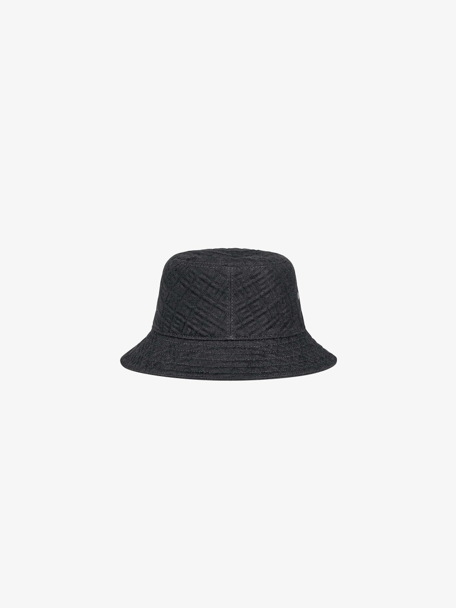 Uomini Givenchy Berretti E Berretti | Cappello Da Pescatore Givenchy In Denim 4G Grigio