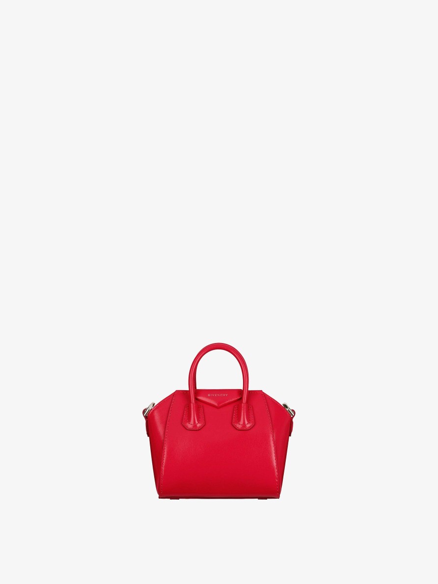 Donne Givenchy Borse Mini E Micro | Borsa Micro Antigona In Pelle Box Rosso