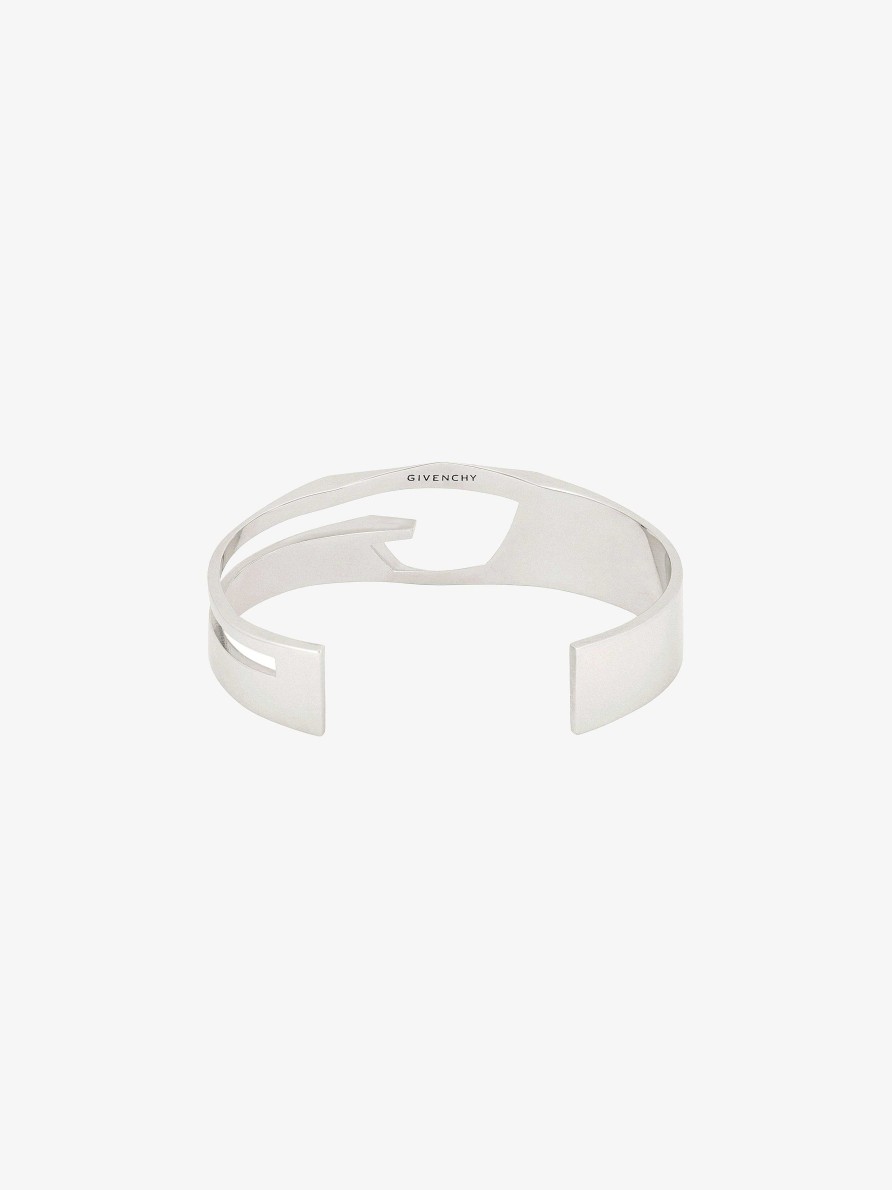 Uomini Givenchy Gioielleria | Bracciale Taglio Giv In Metallo Argenteo