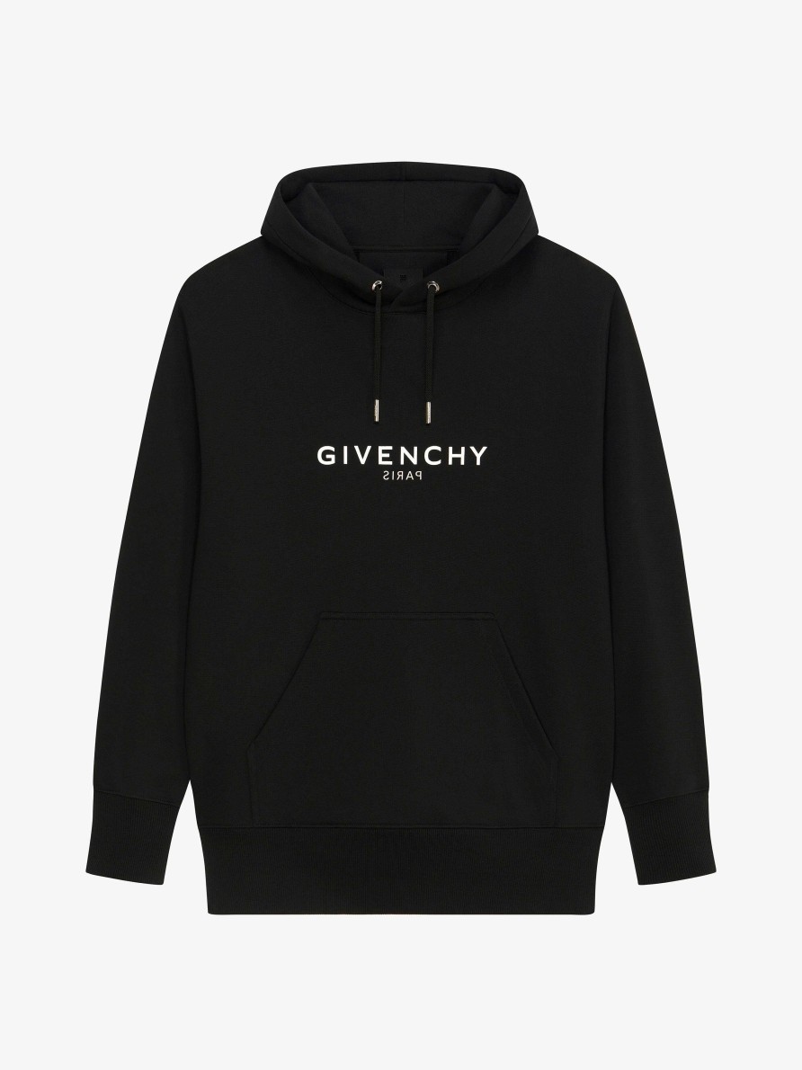 Uomini Givenchy Felpe E Felpe Con Cappuccio | Felpa Con Cappuccio Reverse Di Givenchy In Pile Nero