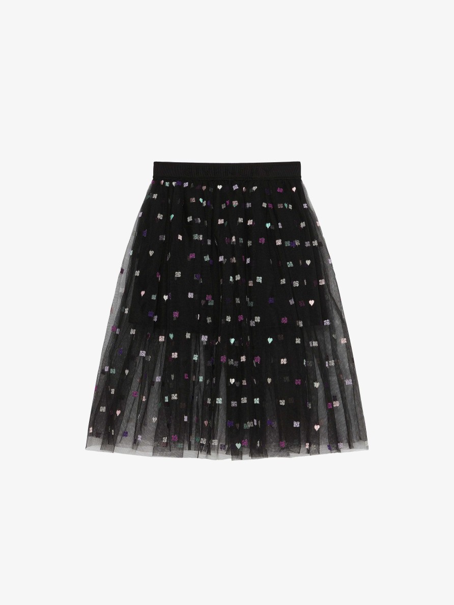 Donne Givenchy Ragazza (Da 4 A 12 Anni) | Gonna In Tulle 4G Nero