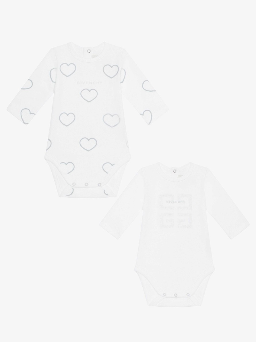 Uomini Givenchy Bambino (Da 1 Mese A 3 Anni) | Set Due Body Neonato In Cotone Stampato Bianco