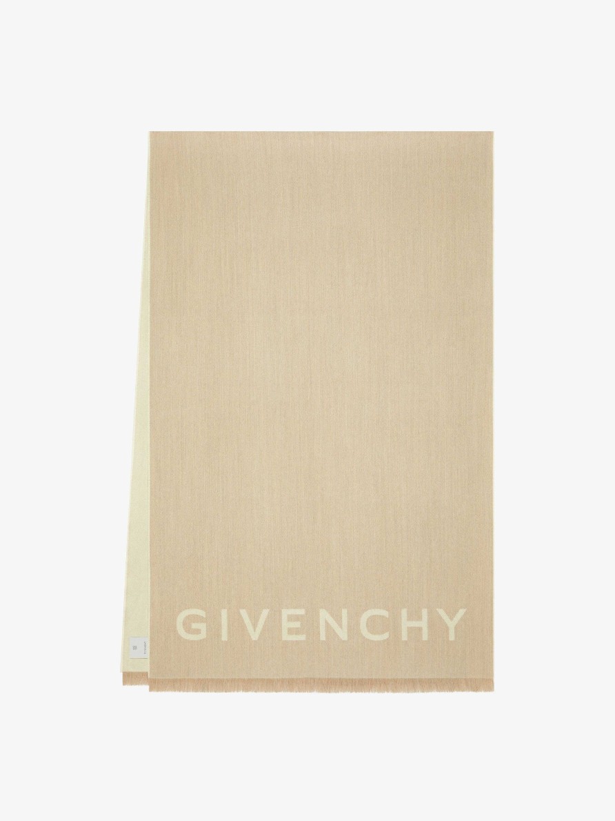 Donne Givenchy Sciarpe | Sciarpa Givenchy 4G In Lana E Cashmere Beige/Bianco