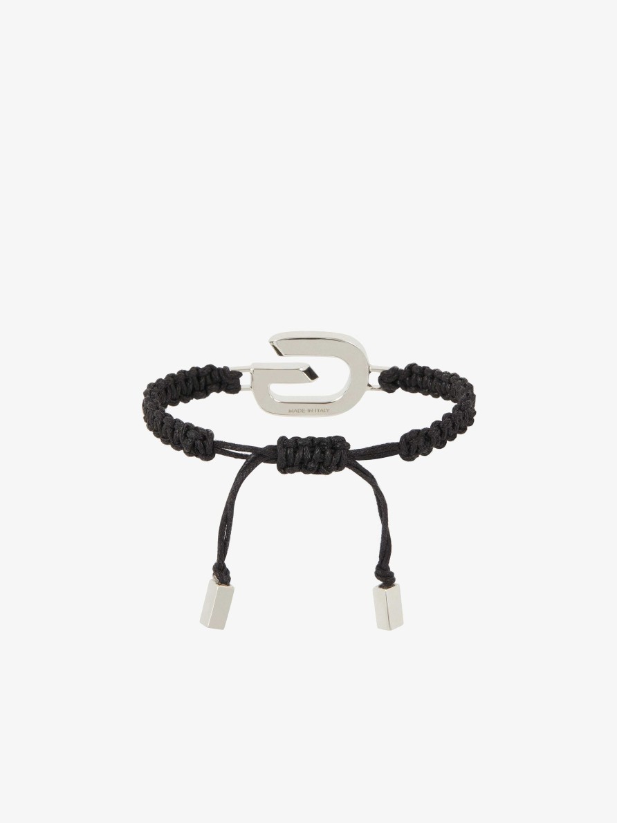 Uomini Givenchy Gioielleria | Bracciale A Maglie G Con Cordino Argenteo