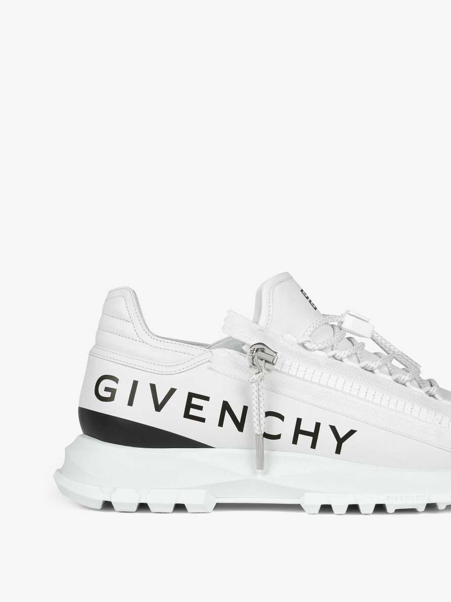 Uomini Givenchy Scarpe Da Ginnastica | Sneakers Spectre Runner In Pelle Con Zip Bianco