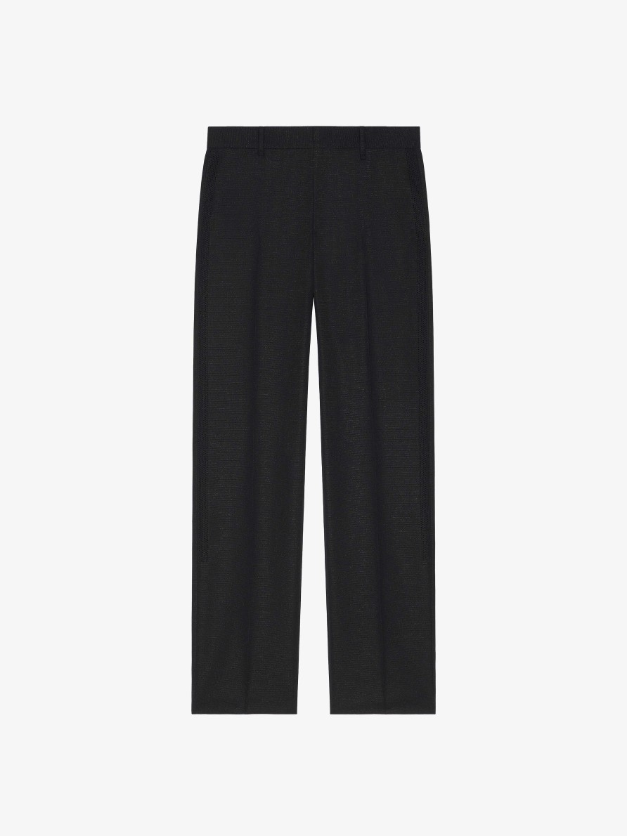 Uomini Givenchy Pantaloni | Pantaloni Sartoriali In Lana E Lurex Con Strass Nero