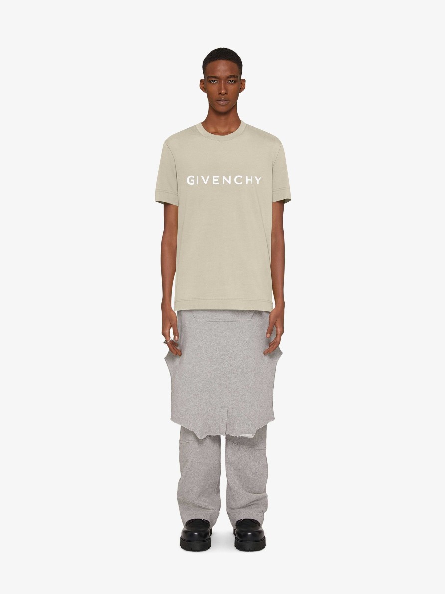 Uomini Givenchy Magliette | T-Shirt Givenchy Archetype Slim Fit In Cotone Argilla