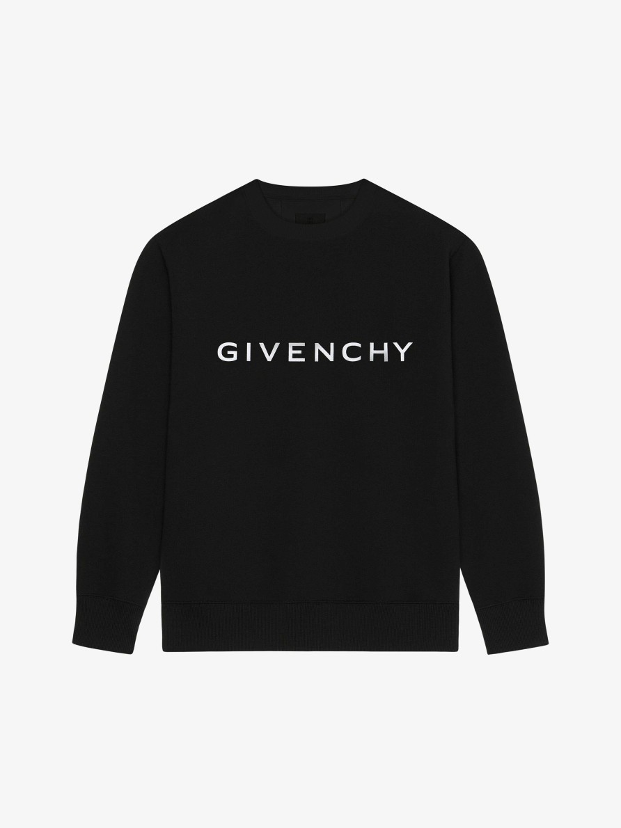 Uomini Givenchy Felpe E Felpe Con Cappuccio | Felpa Givenchy Archetype Slim Fit In Pile Nero