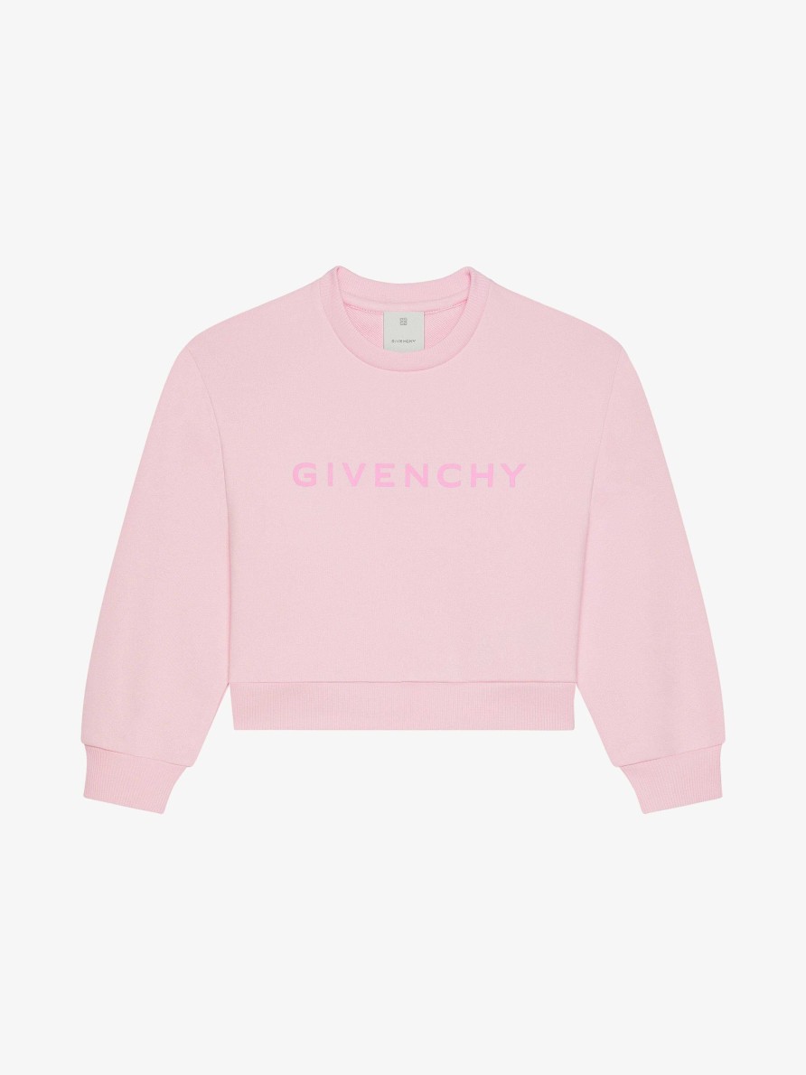 Donne Givenchy Ragazza (Da 4 A 12 Anni) | Felpa Cropped Di Givenchy Archetype In Pile Rosa Chiaro