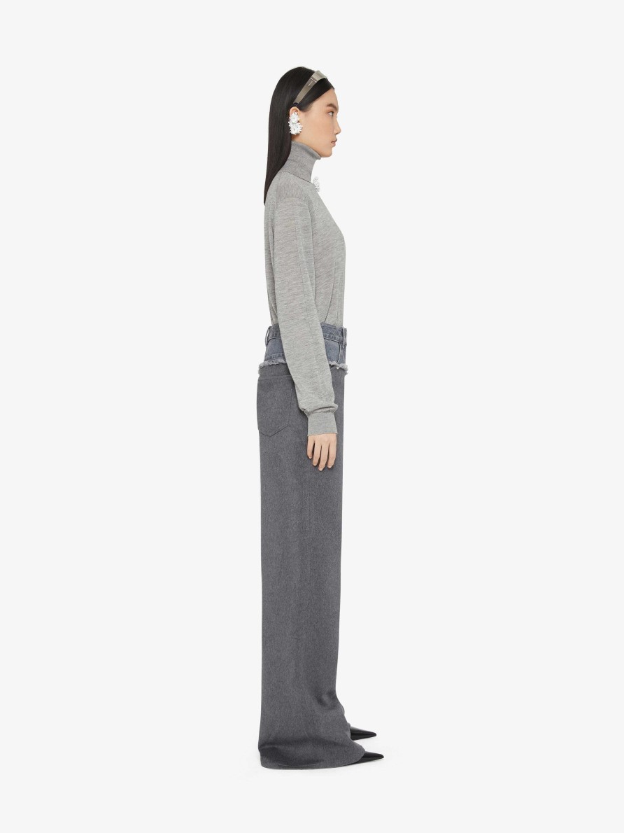 Donne Givenchy Pantaloni | Jeans Oversize In Misto Denim E Flanella Grigio