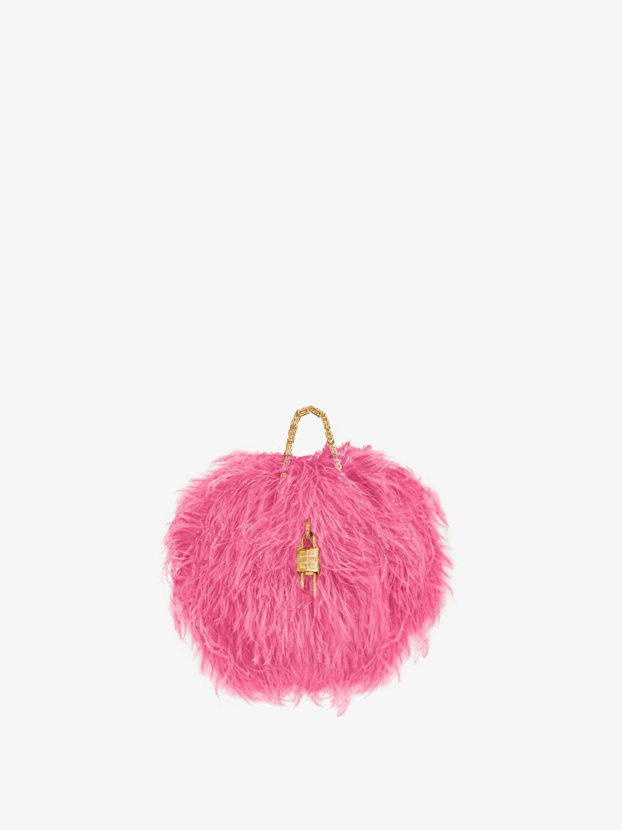 Donne Givenchy Borse Mini E Micro | Borsa Kenny Mini In Seta Con Piume Rosa Fluo