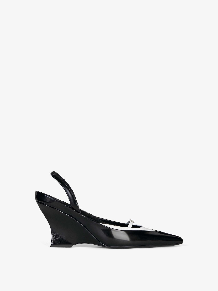 Donne Givenchy Tacchi | Slingback Raven In Pelle Bianco Nero