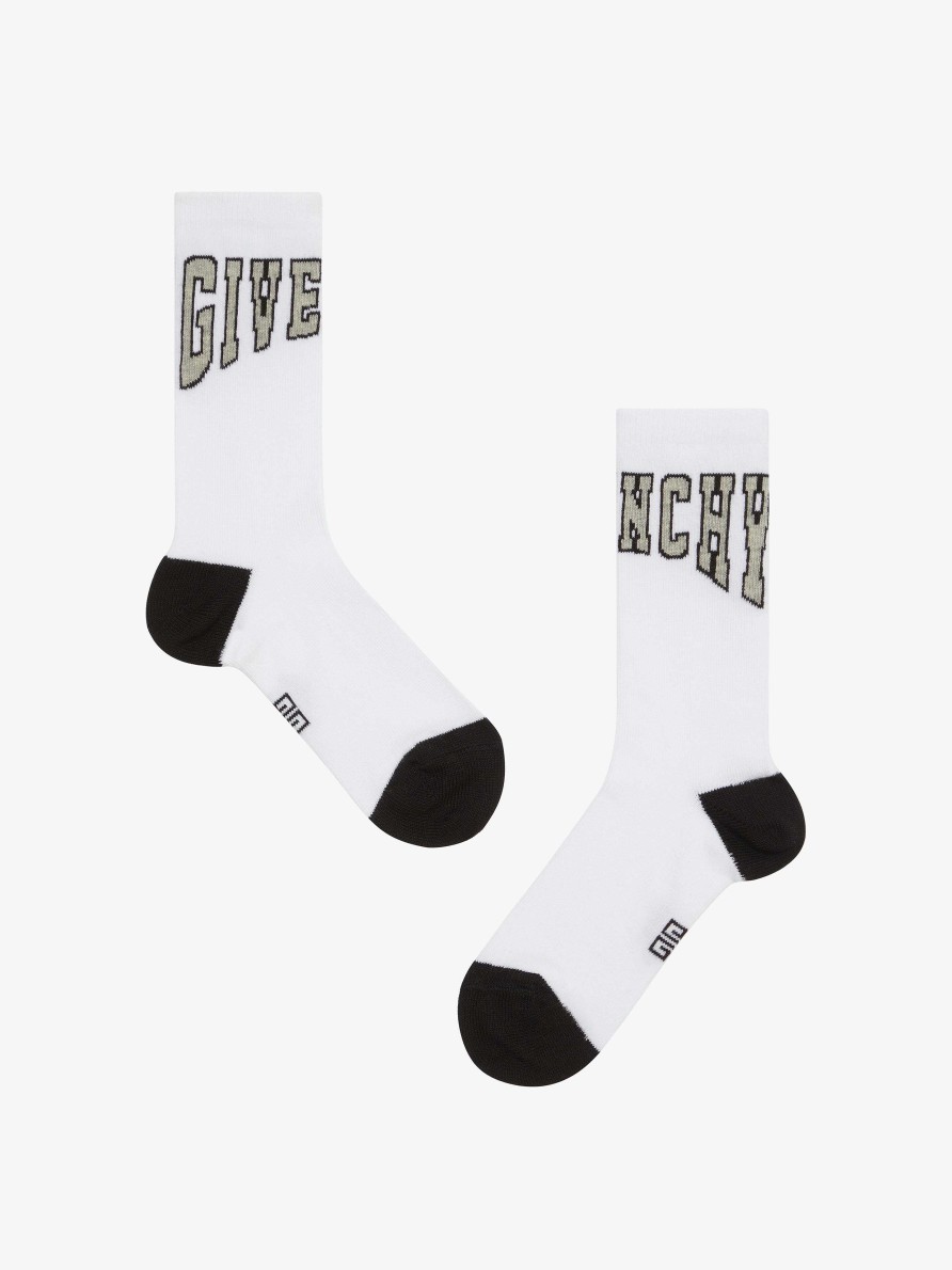 Uomini Givenchy Ragazzo (Da 4 A 12 Anni) | Calzini College Di Givenchy In Cotone Nero Bianco