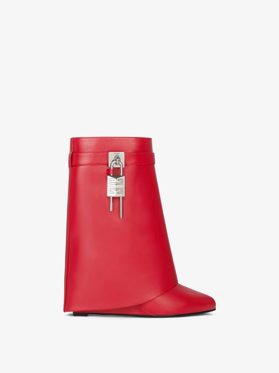 Donne Givenchy Stivali E Stivaletti | Stivaletti Shark Lock In Pelle Rosso