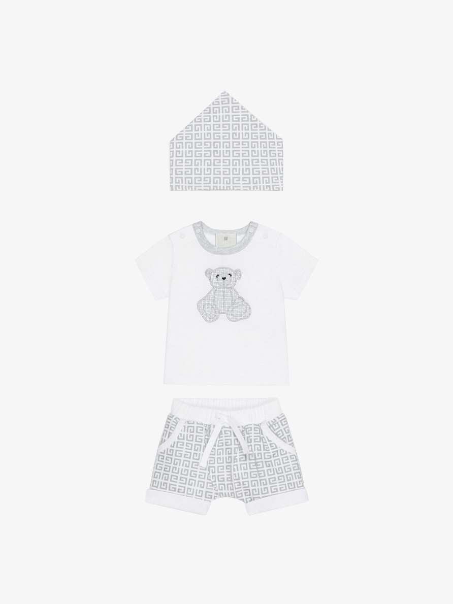 Uomini Givenchy Bambino (Da 1 Mese A 3 Anni) | Set Regalo Con Maglietta, Pantaloncini E Bandana Grigio/Bianco