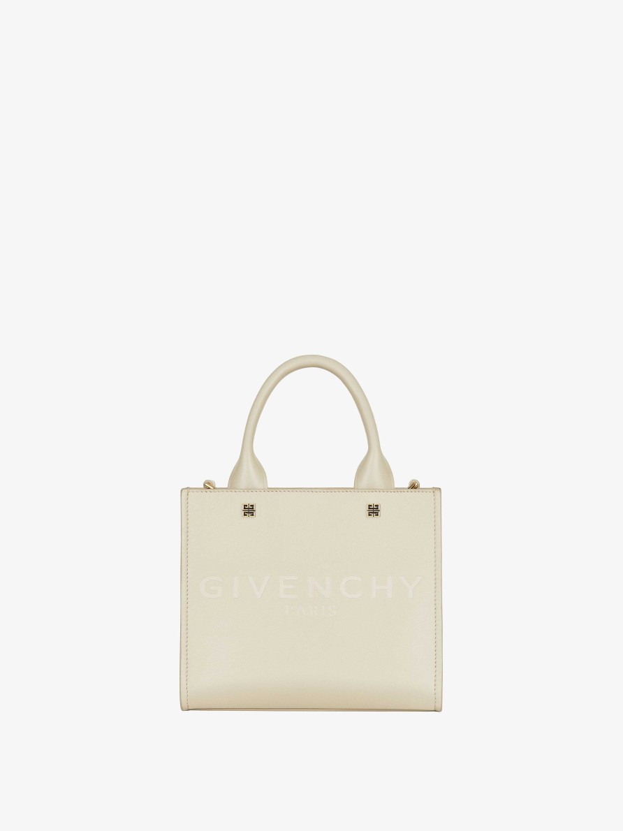 Donne Givenchy Borsa G | Borsa Shopping Mini G-Tote In Pelle Beige Naturale