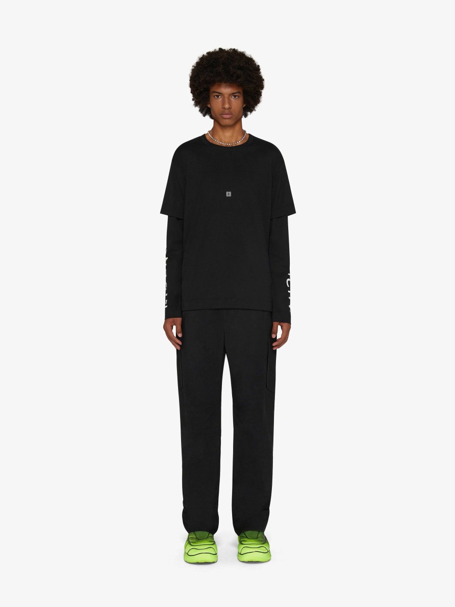 Uomini Givenchy Magliette | T-Shirt Doppio Strato Di Givenchy In Cotone Nero