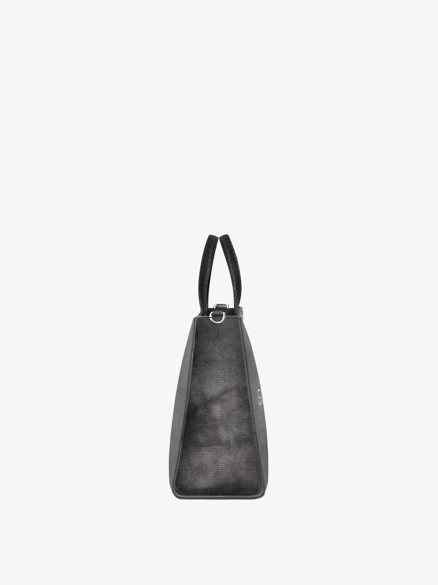 Donne Givenchy Borsa G | Borsa Shopping G-Tote Media In Tela Lavata Grigio Scuro