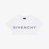 Donne Givenchy Magliette | T-Shirt Cropped In Cotone Con Strass Di Givenchy Bianco