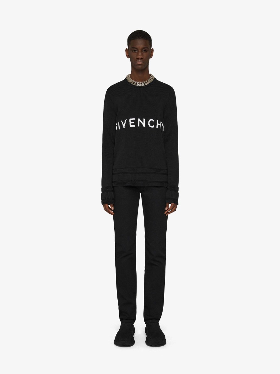 Uomini Givenchy Maglieria | Maglione Givenchy 4G In Maglia Nero