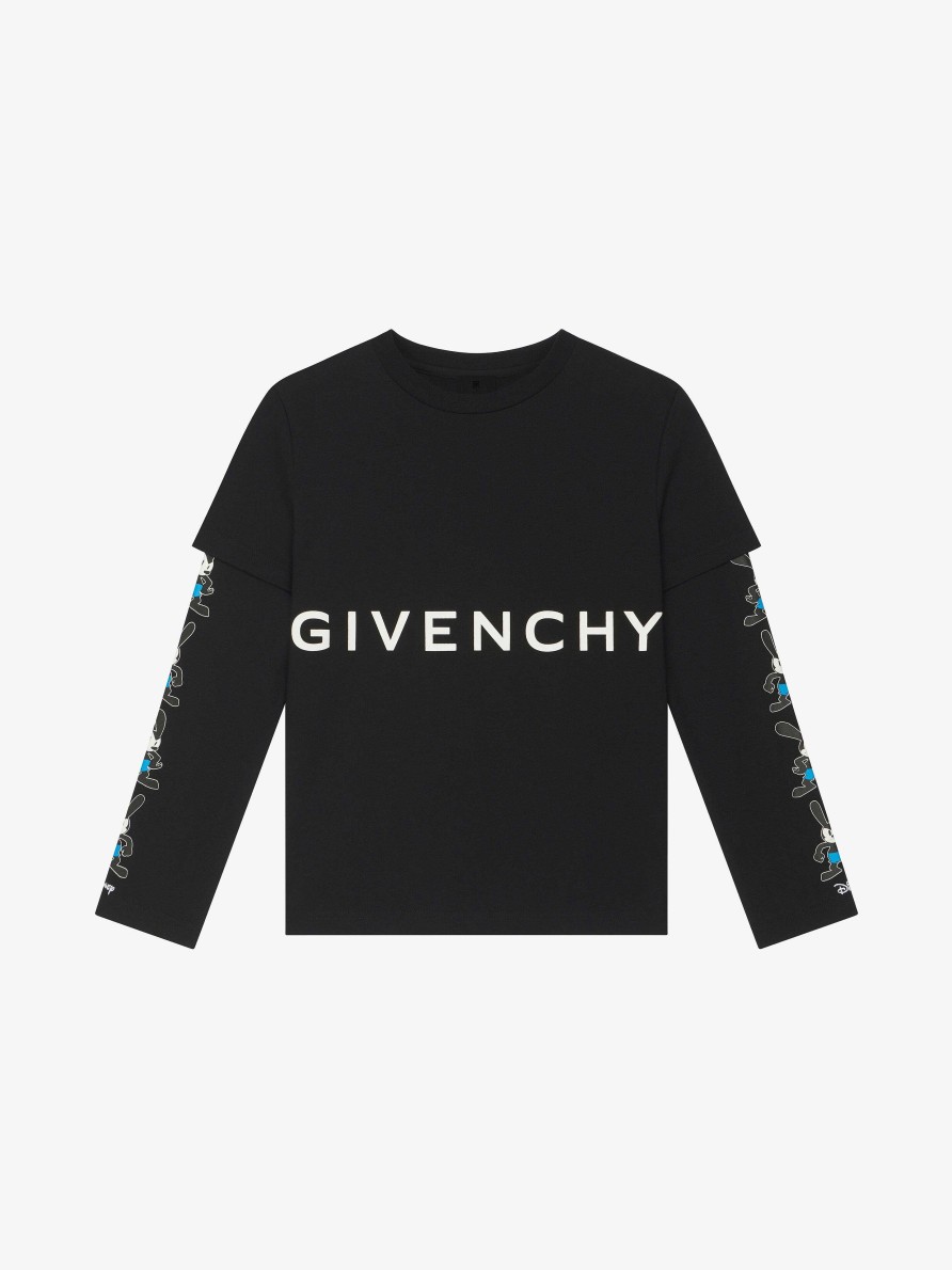 Uomini Givenchy Ragazzo (Da 4 A 12 Anni) | T-Shirt Oswald Sovrapposta In Cotone Nero