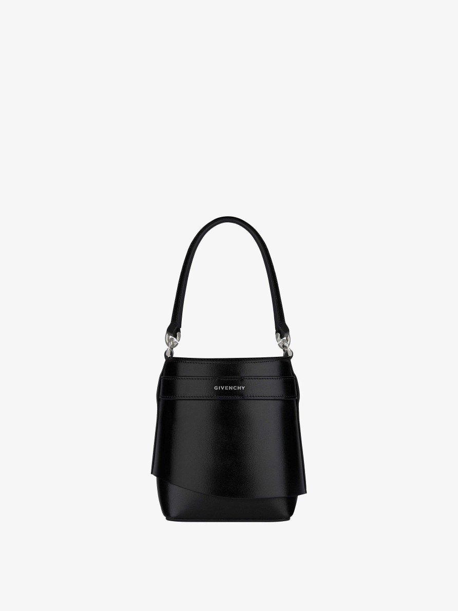 Donne Givenchy Borse Mini E Micro | Borsa A Secchiello Con Chiusura Micro Shark In Pelle Box Nero