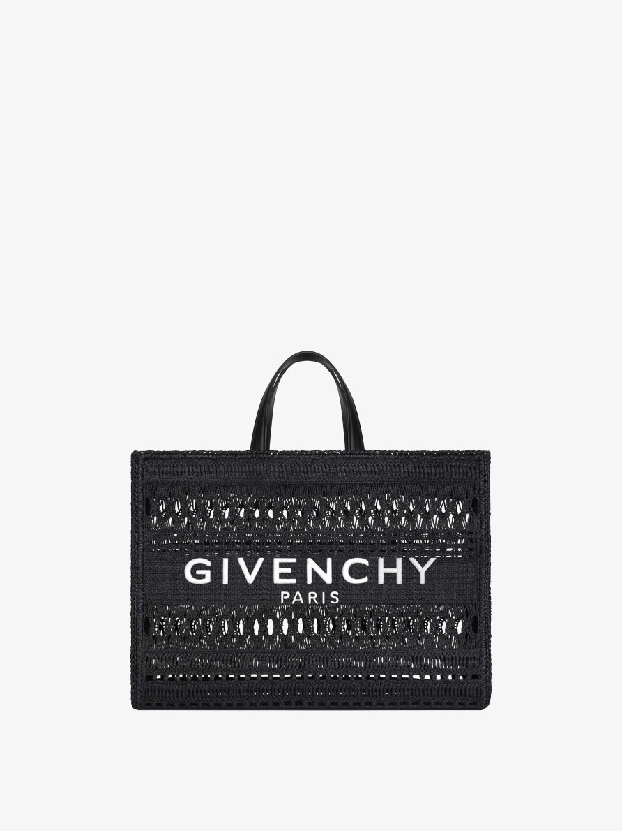 Donne Givenchy Borsa G | Borsa Shopping G-Tote Media In Rafia Stringata Nero