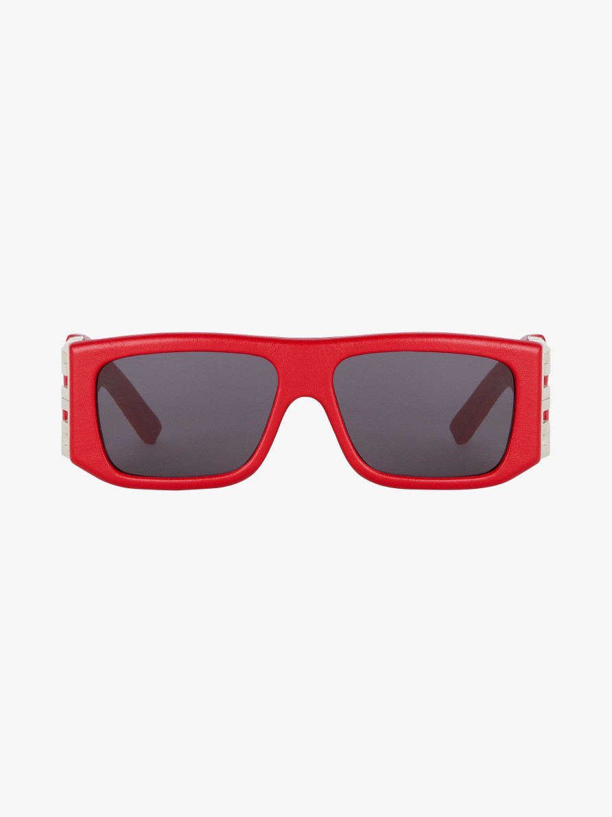 Donne Givenchy Occhiali Da Sole | Occhiali Da Sole 4G Unisex In Pelle Trapuntata E Acetato Rosso