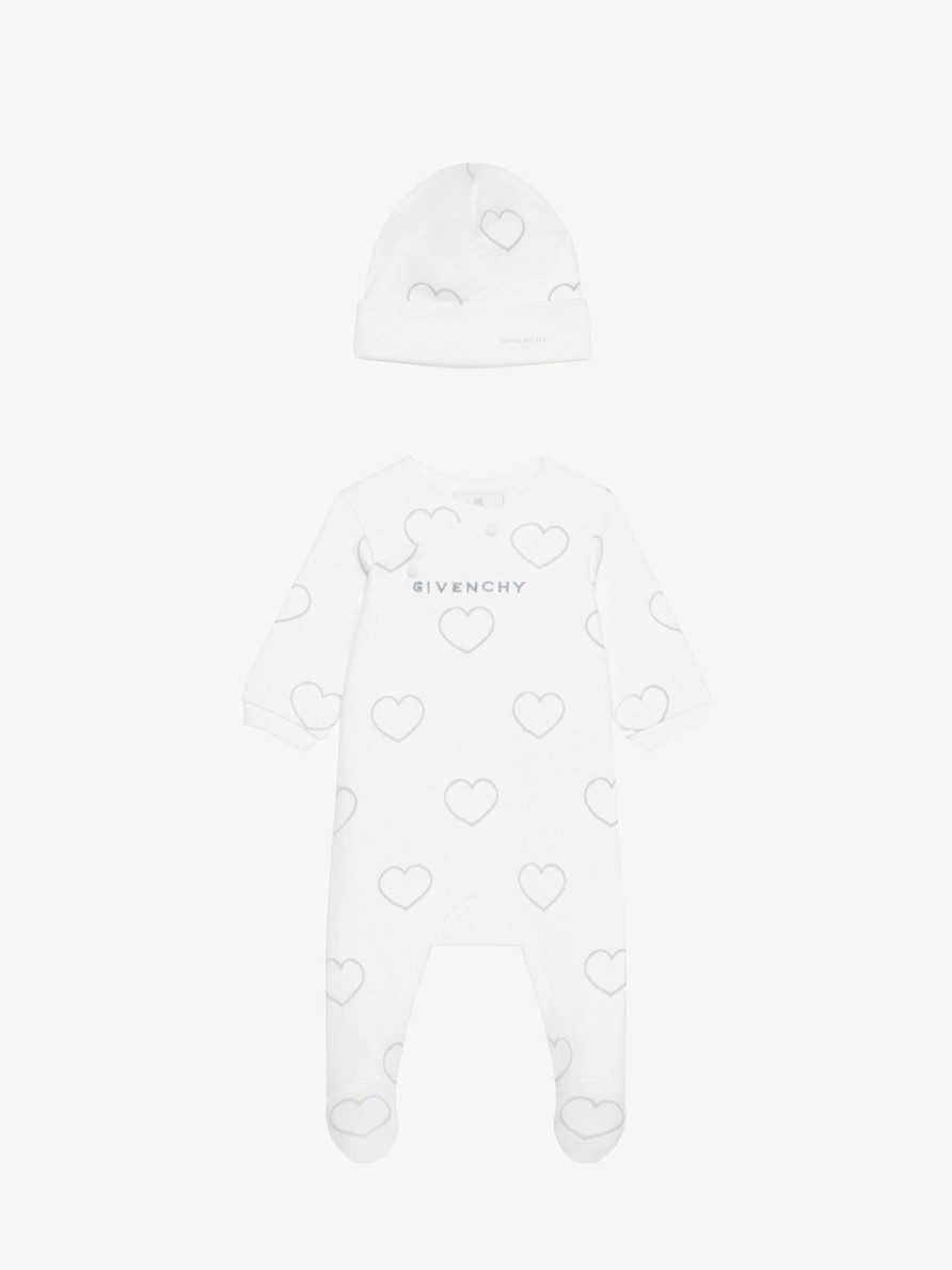 Uomini Givenchy Bambino (Da 1 Mese A 3 Anni) | Pigiama E Berretto In Cotone Stampato Bianco