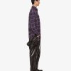 Uomini Givenchy Camicie | Camicia A Quadri In Lana E Cotone Viola Scuro