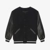 Donne Givenchy Capispalla E Giubbotti | Giacca Varsity Oversize In Lana E Pelle Nero