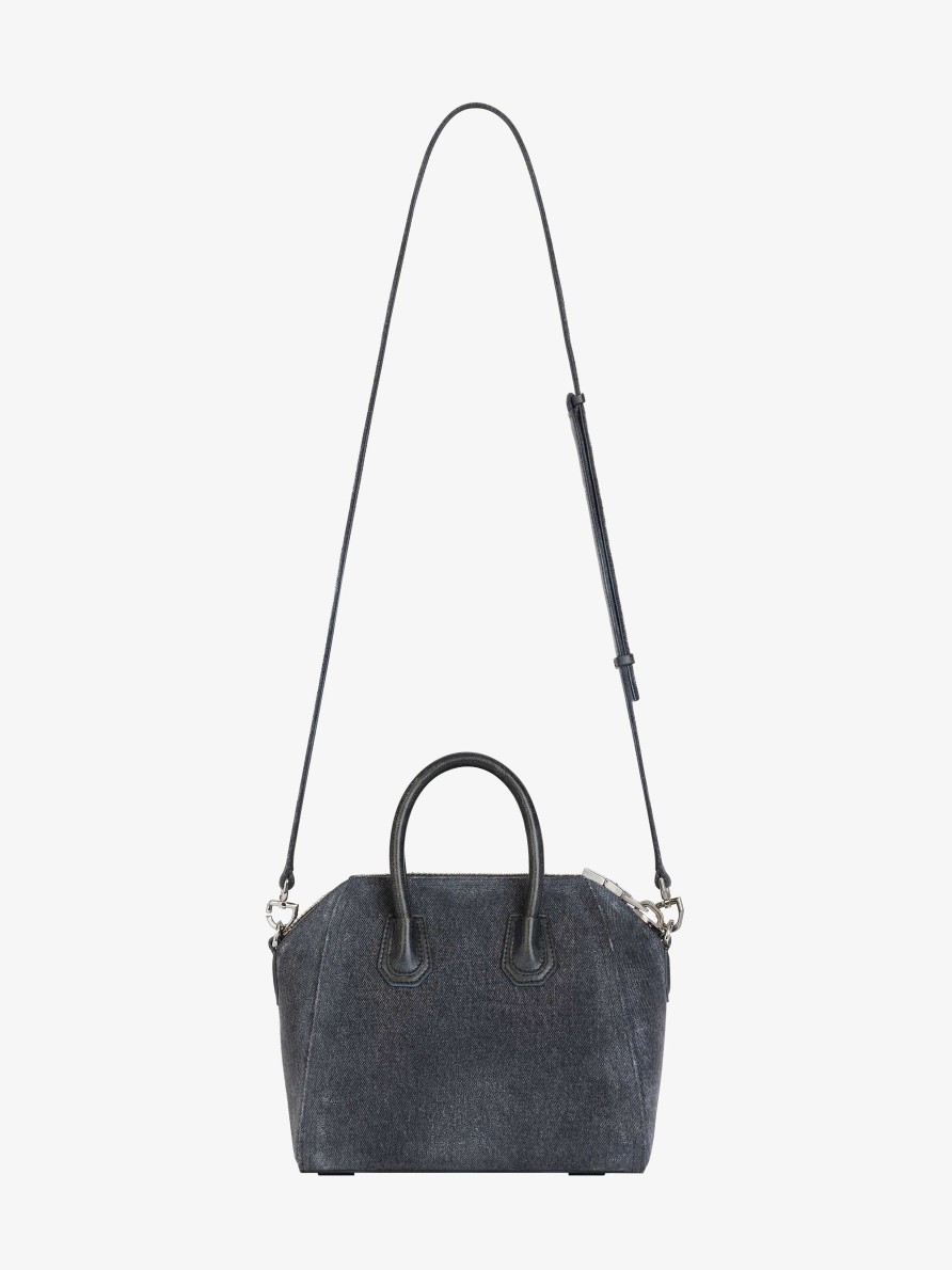 Donne Givenchy Antigona | Borsa Mini Antigona In Denim Lavato Nero