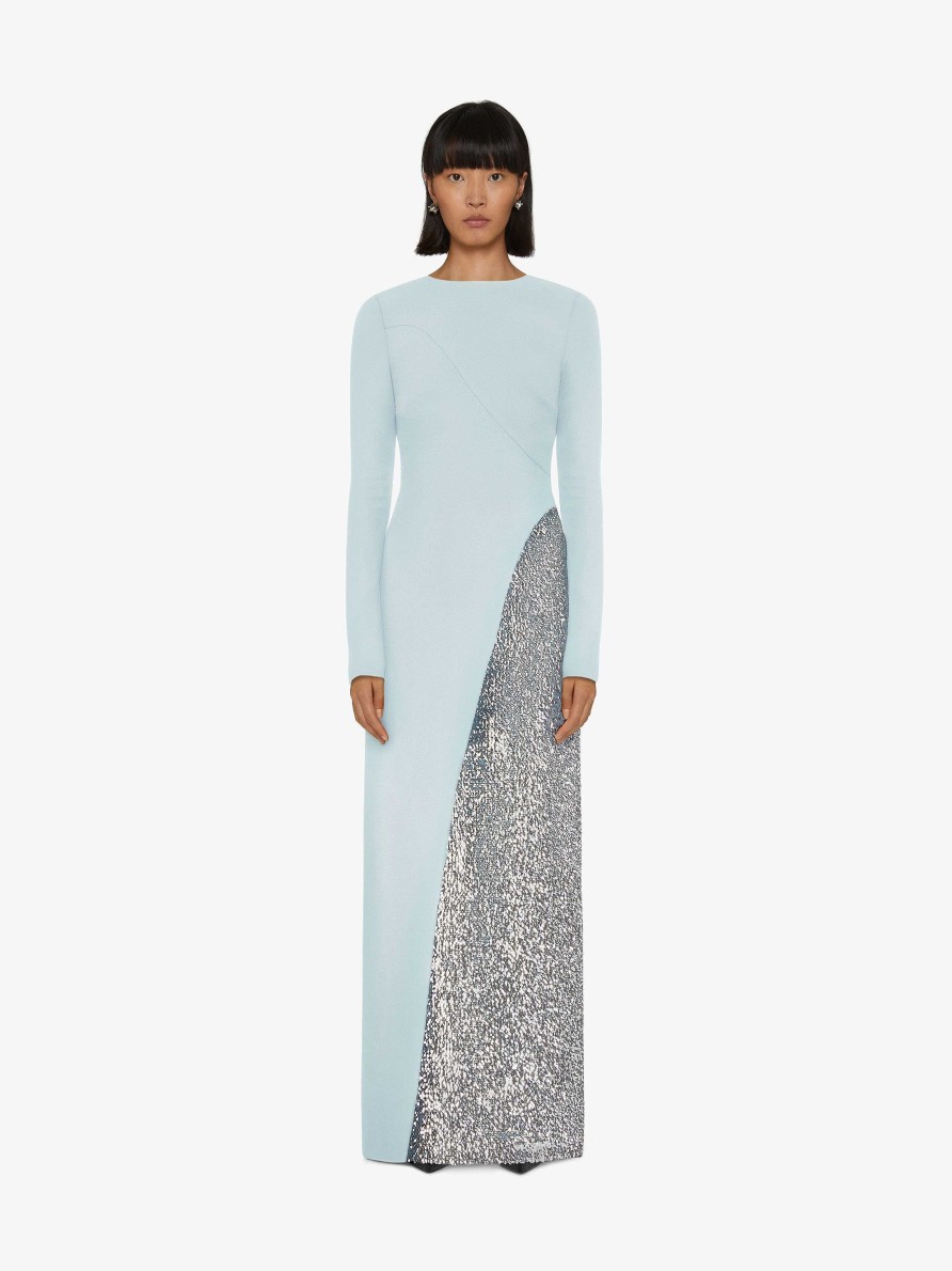 Donne Givenchy Vestiti | Abito Da Sera Con Perle E Strass Grigio Blu