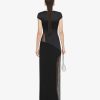 Donne Givenchy Vestiti | Abito Da Sera In Raso E Pizzo 4G Con Strass Nero