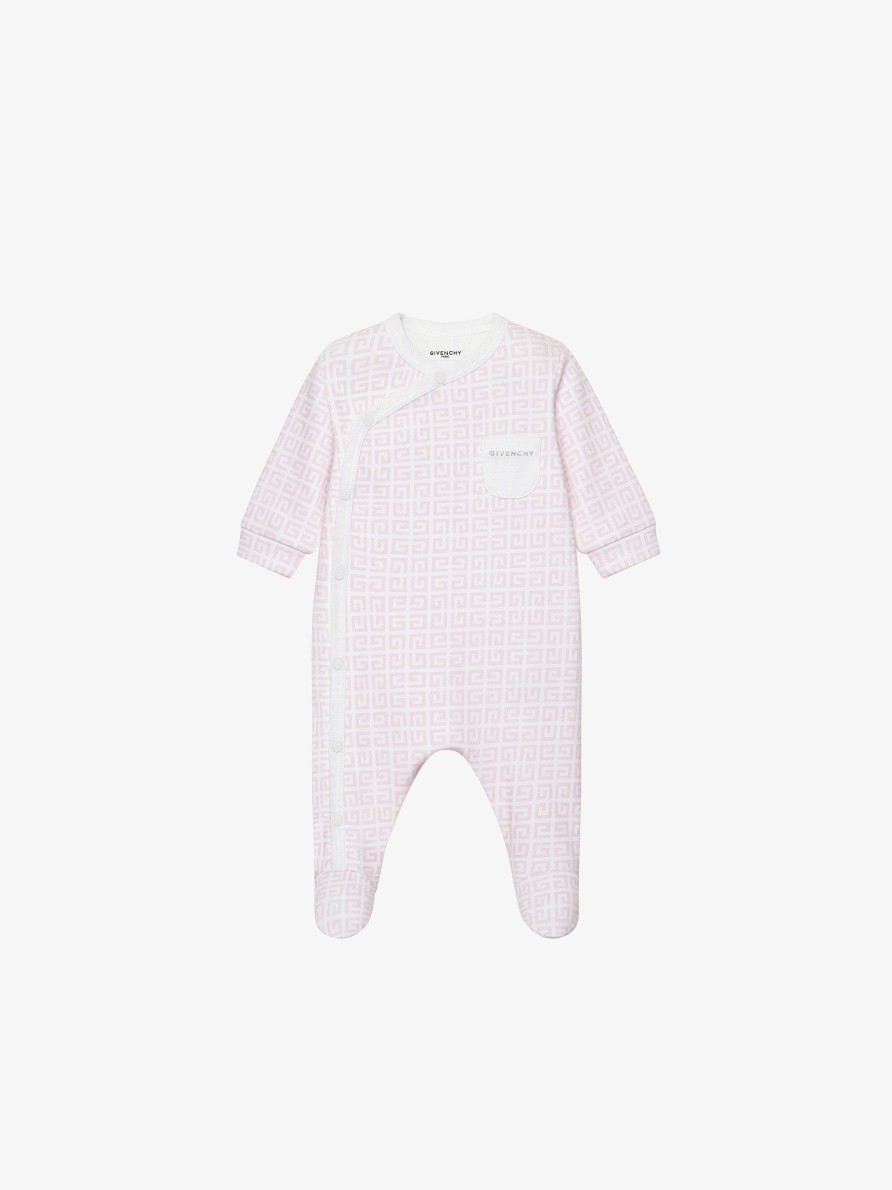 Uomini Givenchy Bambino (Da 1 Mese A 3 Anni) | Pigiama Givenchy 4G In Cotone Rosa Pallido/Bianco