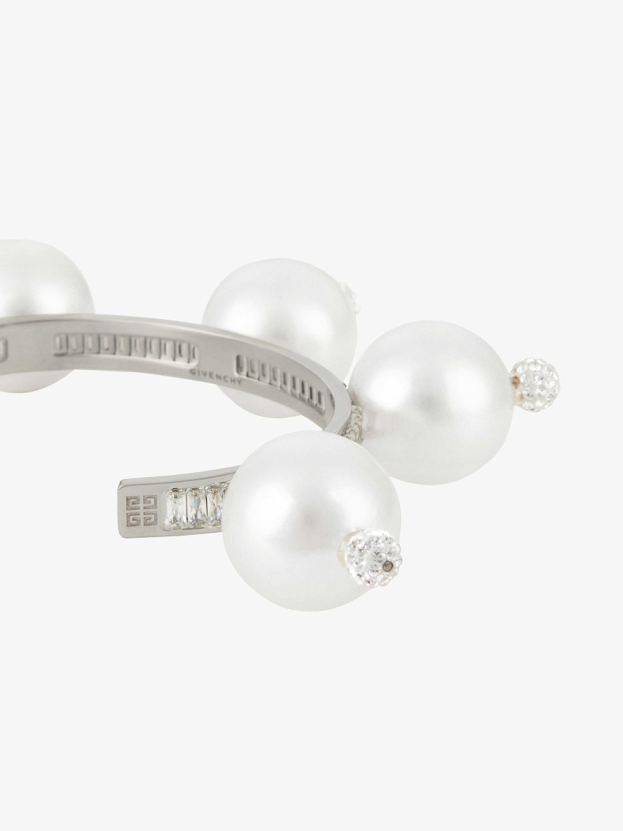 Donne Givenchy Gioielleria | Bracciale Perle 4G Con Cristalli Bianco/Argento