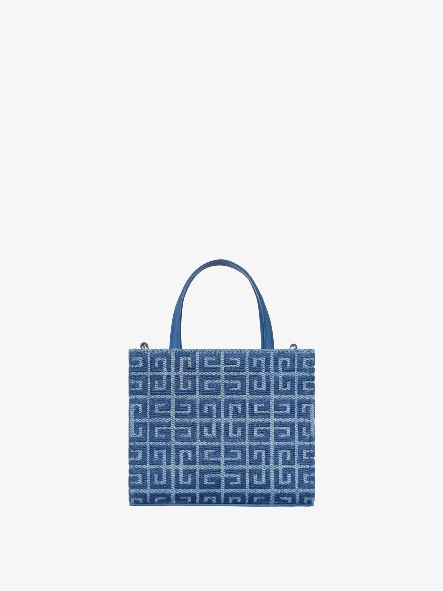 Donne Givenchy Borsa G | Borsa Shopping Mini G-Tote In Denim 4G Blu Medio