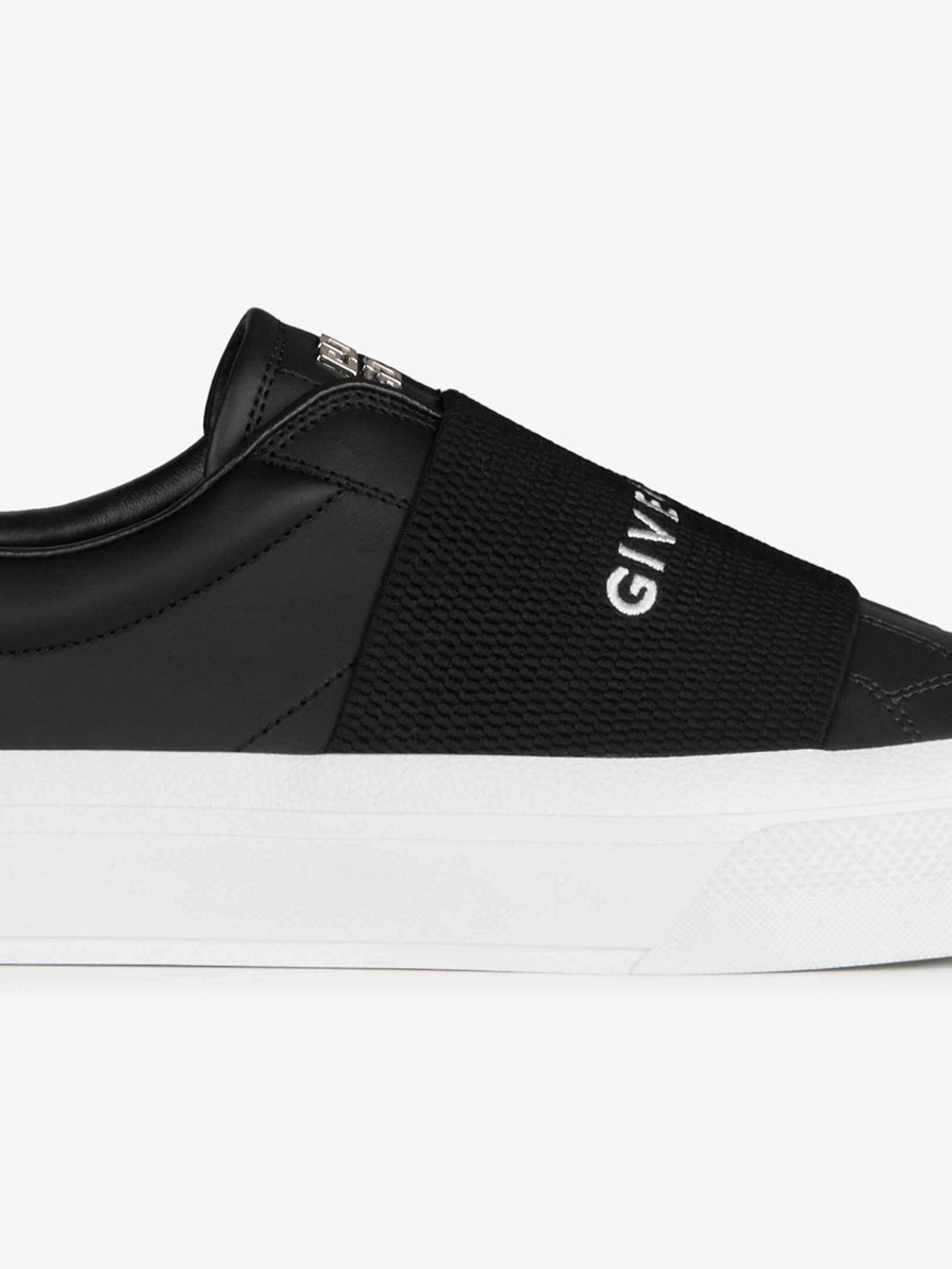 Uomini Givenchy Scarpe Da Ginnastica | Sneakers City Sport In Pelle Con Cinturino Givenchy Nero