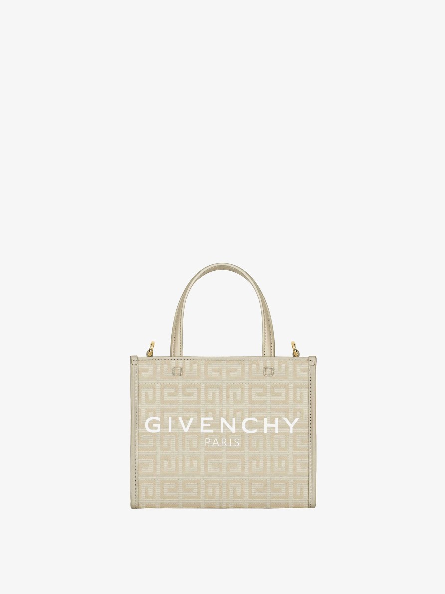 Donne Givenchy Borsa G | Borsa Shopping Mini G-Tote In Canvas Spalmato 4G Beige Naturale